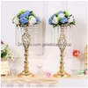 Vases Crystal Flower Vase Stand Centres de mariage pour table Gold Drop Livraison Home Garden DHXDL