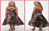 Spaghetti Strap ALine Camo Fleur Filles Robes TeaLength Enfant Pageant Robes De Soirée 2015 Mode Personnalisé Printemps Été Enfants Chi248420613