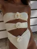 Mulheres Swimwear Um Pedaço Maiô 3D Flores Monokini Para Mulheres 2024 Sexy Alças Oco Out Banheira Preto Branco Rosa