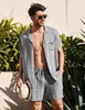 Summer Cotton Linen Shirt Set Mens Casual Outdoor 2-Piece Suit Andhome Clothes Pyjamas Comfy Breattable Beach Kort ärmuppsättningar 240315