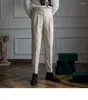 Men's Suits Autumn Winter Corduroy Men Pant Suit Casual Dress Hombre British High Waist Design Pants Trousers Alone Office-trousers