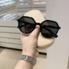 2023 New Instagram Street Shooting Small Frame Milk Tea Big Face Slimming Style and Sunglasses Women's Trend