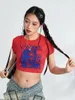 T-shirts Femmes HzDazrl Femmes Y2K Bébé Tees Crop Top Graphique Manches Courtes Mignon Chemise Sexy Été Slim Fée Grunge E Filles Tee