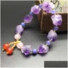 Bracelets de charme Irregar Naturel Violet Cristal Pierre Perles Bijoux Pour Femmes Fille Anniversaire Party Club Accessoires Drop Livraison Dhwub