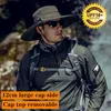 Fishing Hat Strong fabric UPF 50 Waterproof Anti UV Sun Protection Big edge Detachable Breathable Outdoor Men Hiking boonie 240309