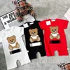 Rompertjes Baby's Casual Pak Beer Letter Colourf Korte mouw Jumpsuit Zomer 100% Katoenen Baby Merk Romper Pasgeboren Zachte Onesie Drop D Otk0D