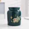 Storage Bottles Chinese Ceramic Tea Can With Lid Home Fruit Nuts Coffee Beans Medicinal Herbs Sealed Jar Kitchen Food Container Decoration