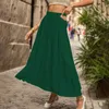 Skirts Women's High Waisted Beige Skirt Office Lady Solid Color A Line Maxi Fall Womens Pleated Waist Large Swing