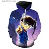 Męskie bluzy bluzy detektyw Conan 2021 Nowa animacja 3D Printing 3D Hoodie Pullover Mens and Women Childrens Sports Shirt Dent Leisure L240315