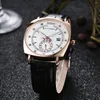 Armbandsur Top Men Watches Luxury Square Casual Quartz Watch for Leather Strap Date Calender Relogio Masculino Mens