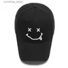 Ball Caps Unisex Face Embroidery Baseball Caps For Women Men Kpop Black Cotton Snapback Funny Hip Hop Cap Autumn Sun Dad HatsY240315