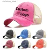 Ball Caps Vintage Washed Distressed Baseball Cap Custom Men Mesh Trucker Hat Casual Women Hip Hop Caps Kpop Snapback Sun HatsY240315