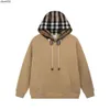 Designer hoodie märke hooded klassisk rutig lös pullover mode bomull