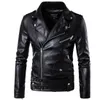 Herrläder faux läder jaket mode punk läder för män carrie läder cyklist läder slim-fit Harley läderjacka D101 T240315