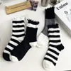 Women Socks Black And White Striped Ripped Women's Mid-tube Personality Fashion With Summer Sweat Absorbent Cotton