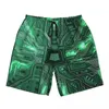 Mäns shorts Men Board Circuit Graphic 3D Printing Stylish Beach Trunks Electronic Chip Bekväm kör överdimensionerad