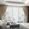 Curtains Modern New Chinese Ink Landscape Painting Tulle Curtains for Living Room Study Highend Bedroom Famous Hotel Tulle Curtain