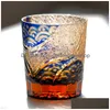 Vinglasögon exklusiv Edo Kiriko Bohemian tjeckisk gravering Whisky Cup Drinkware Hand Cut för att rensa färgglas Whisky Tumbler Drop Del DH1DT