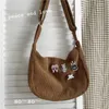 Bag MBTI Vintage Corduroy Womens axel Autumn och Winter Student Hobos Messenger Japanese Style Harajuku Ladies Handbag