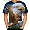 T-shirts pour hommes T-shirt imprimé 3D Eagle Hommes et femmes Mode Casual Personnalité drôle T-shirt imprimé animal Top Strtwear Tops amples Ts Y240321