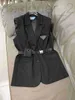 Women's Suits Blazers Designer Fashion 2023 Women Lapel Elegant Vest With Bag Belt Sleeveless Solid Triangle Sequin Jacket Summer Single Breasted Waistcoat 3S2J