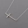 1 collier pendentif géométrique horizontal croix latérale religion simple minuscule petite foi chrétienne chanceuse femme mère homme fa266d