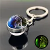 Dropship 12 Constellation Luminous Keychain Glass Ball Pendant Zodiac Glow in the Dark Key Chain Holder 남성 여성 생일 HLQ5