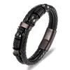 Pulseira vintage mão-tecida pulseira de couro ecológico para moda masculina glamour punk pulseiras presente premium