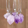 Pendentif Colliers Violet Cristal Collier Brut Pierre De Naissance Bijoux Guérison Et Pierres Déclaration Gothique Sorcière Charme Femmes Cadeau