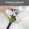 装飾的な花corsage人工結婚式のポグリックプロップ手首シミュレーションブローチプラスチック衣類アクセサリー花嫁介添人花嫁室