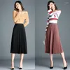 Skirts Autumn And Winter Skirt Women's High Waist A- Line Expandable Long Pleated Woman Mujer Faldas Saias Mulher