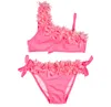 Ragazze stereo fiori applique costumi da bagno in due pezzi bikini per bambini estate spiaggia piscina costumi da bagno per bambini SPA nuoto Z7184