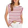 Kvinnors blusar Kvinnor Summer Tank Top Rands Color Block för O-Neck Tee med Loose Fit Stylish Streetwear Vest