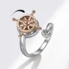 Fortune Comes with A Men Women, Personalized and Fashionable, Double Layered Ship Rudder Rotating Ring for Women