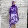 イスラム教徒の女性のためのヒジャーブアフリカネットスカーフターバンヘッドスカーフロングドバイ刺繍伝統的なショールイスラムラマダン240301