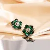 Stud Earrings 2024 Senior Contracted Sweet Flowers Fashion Shiny Crystal Women Jewelry Girl's Accessories
