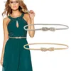 Belts Elastic Gold Chain Belts For Women Waist Silver Metal Waistband Leaf Stretch Golden Belt Dress Skirt Riem SKinnnyY240315