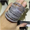 Bangle Choucong Super Shinning Luxury Jewelry 7 Style 925 Sterling Sier Fl White Topaz Cz Diamond Gemstones Write Wist Women Armband Dro Dhgiu