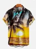 Camisas casuais masculinas Padrão de coqueiro havaiano verão praia pôr do sol camisa de manga curta requintada impressa em 3D