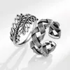 S Silver Grid Pattern Women's Wide Face Cross Knot Mesh Red Geometry Leaf Index Finger Ring Tide