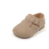 Första Walkers Claladoudou Original läderskor för småbarn Uniform Khaki Suede Babies Girls First Birthday Shoes Flat Baby Strap Walker 240315