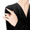 Anneaux de cluster S925 Bague en argent Rich Lady's Happy Luxury 13 18mm Pigeon Blood Ruby