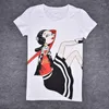 Camiseta feminina estilo escolar, camiseta com miçangas, saia estampada de manga curta para mulheres, punk hip hop