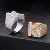 Hip Hop Custom 925 Sterling Silver Cz Moissanite Anelli Gioielli ghiacciati in oro 18 carati placcato A-Z Anello con lettera per uomo