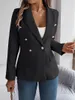 Women's Suits Women Blazer Coat 2024 Notched Neck Full Sleeve Double Breasted Casual Work Spring Summer Blazers
