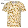 T-shirts pour hommes Nouvelle mode Popcorn 3D imprimé T-shirts drôles Hommes et femmes Vêtements Été Court Slve T-shirt Unisexe Strtwear Tops Ts Y240321