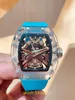 2024 RXW Factory Men's Watch RM47 Tourbillon Integrated Movement Ceramic Watch Natural Rubber Strap Sapphire Mirror Designer Watches
