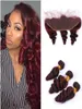 99J Burgundy فضفاضة عميق Wave Hush Hair Sefts 3 حزم مع 13 × 4 الدانتيل الأمامي البرازيلي على مدى حمراء النبيذ اللون 2722203