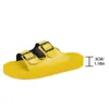 Slippers 2024 Summer New Couple Solid Color One line Soft Bottom Slippers Double row Button Cool Slippers Comfortable Beach Shoes Casual Cool Slippers J240315