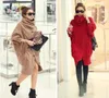 Plus Size Women Clothing Turtleneck Batwing Sleeve Cardigan Poncho Cape Sweater Coat Long Wool Sweaters Dress Outerwear7125420